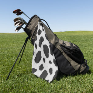 Serviette De Golf Taches de vache noire et blanche texture motif fau