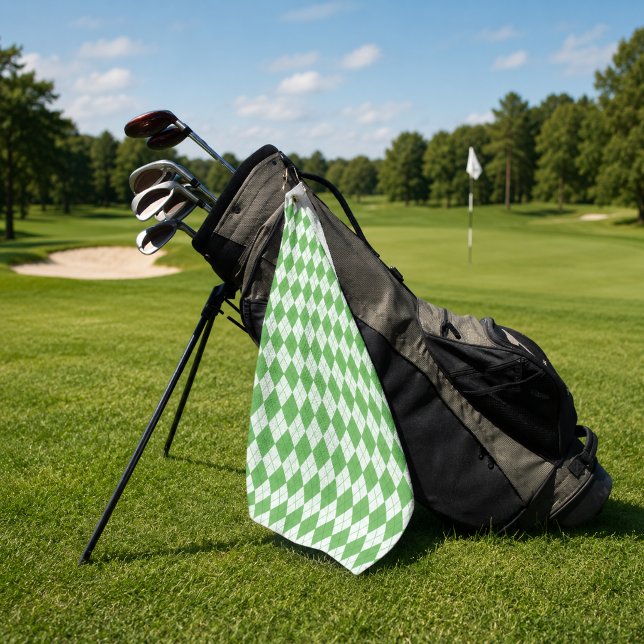 Serviette De Golf Tapis de golf à motif vert argyle  (Green argyle plaid golf towel golfers gift)
