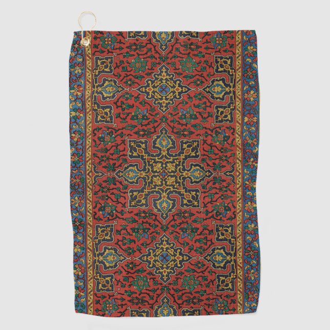 Serviette De Golf Tapis persan rouge bleu classique (Devant)