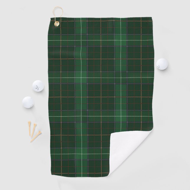 Serviette De Golf Tartan Clan Walsh Plaid Green Check Motif (En situation)