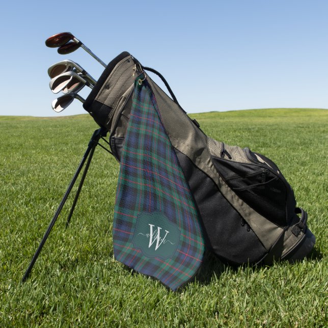 Serviette De Golf Tartan Monogrammé du Clan Écossais Murray d'Atholl (Vert)