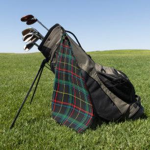 Serviette De Golf Tartan plaid motif, vert et rouge,