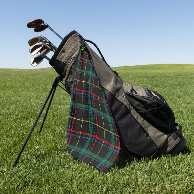 Serviette De Golf Tartan plaid motif, vert et rouge, (Vert)