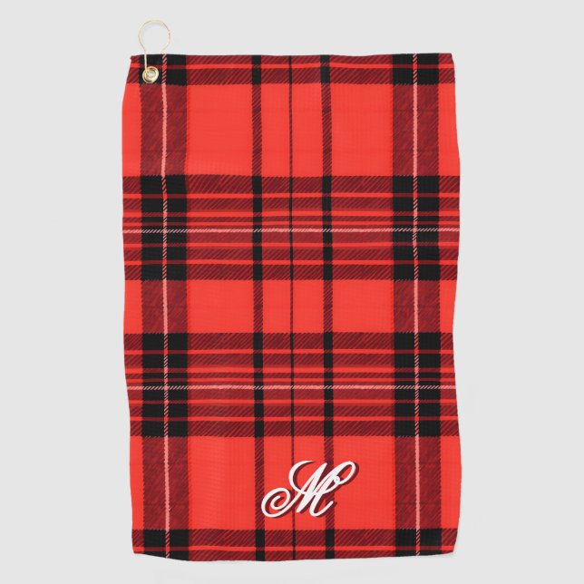 Serviette De Golf Tartan Plaid Rouge traditionnel Collection moderne (Devant)
