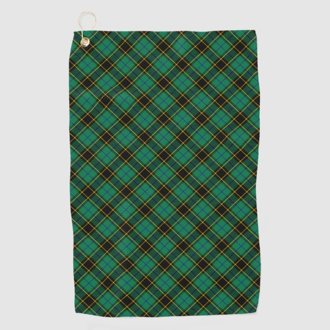 Serviette De Golf Tartan traditionnel noir vert style Motif plaid (Devant)