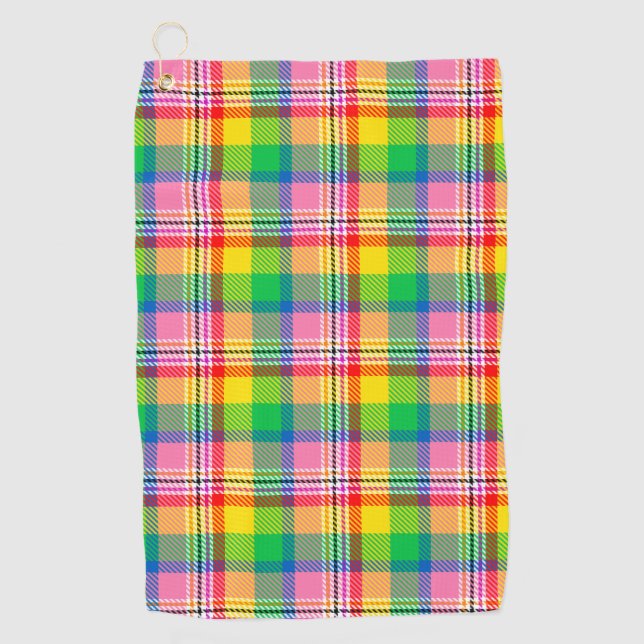 Serviette De Golf Tartan vert rose (Devant)