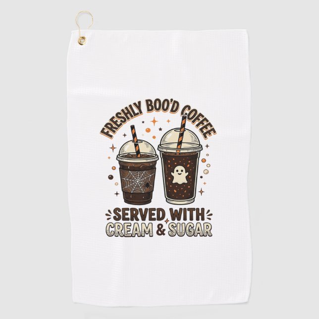 Serviette De Golf Tasse fantôme Halloween Café Fraîchement Infusé (Devant)