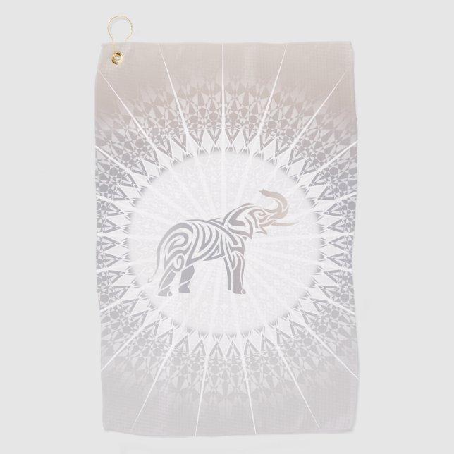 Serviette De Golf Taupe Grey Elephant Mandala (Devant)