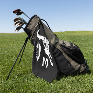 Serviette De Golf Taureau blanc de Longhorn avec une plume blanche