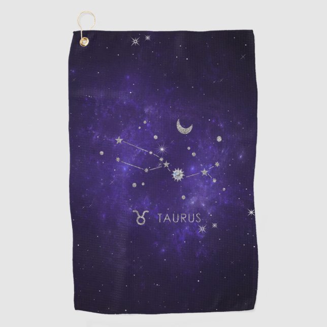Serviette De Golf Taurus pourpre zodiaque | Horoscope d'astrologie c (Devant)