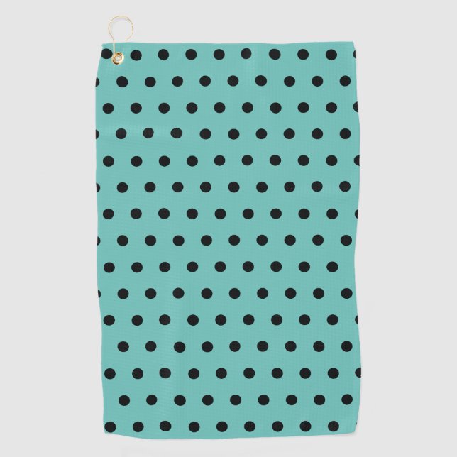 Serviette De Golf Teal léger avec le pois noir (Devant)