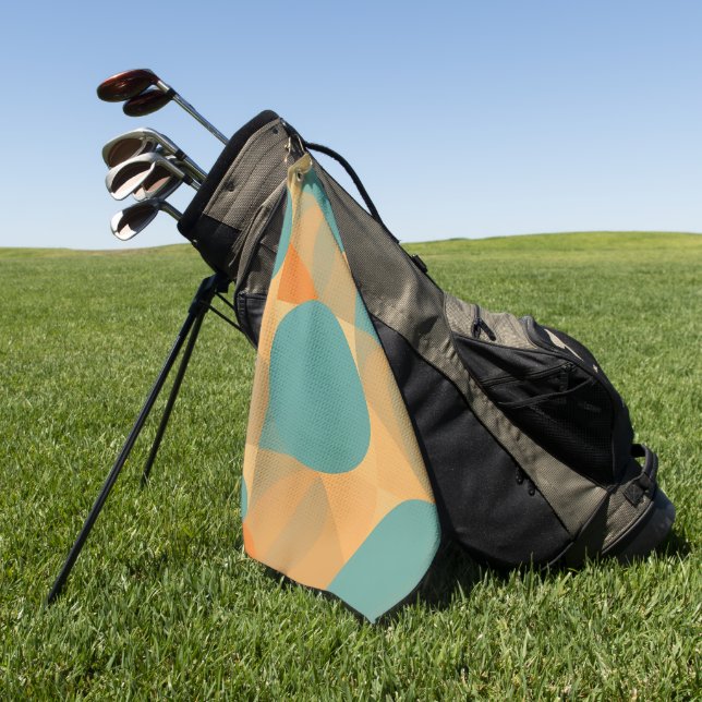 Serviette De Golf Teal, Tan, and Orange in Retro Look Pattern (Vert)