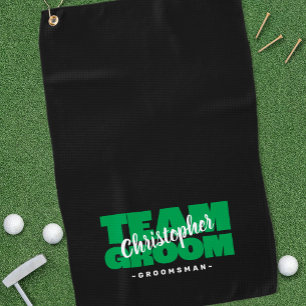 Serviette De Golf Team Groom Fun Groomsman Golfer Sports Black Green
