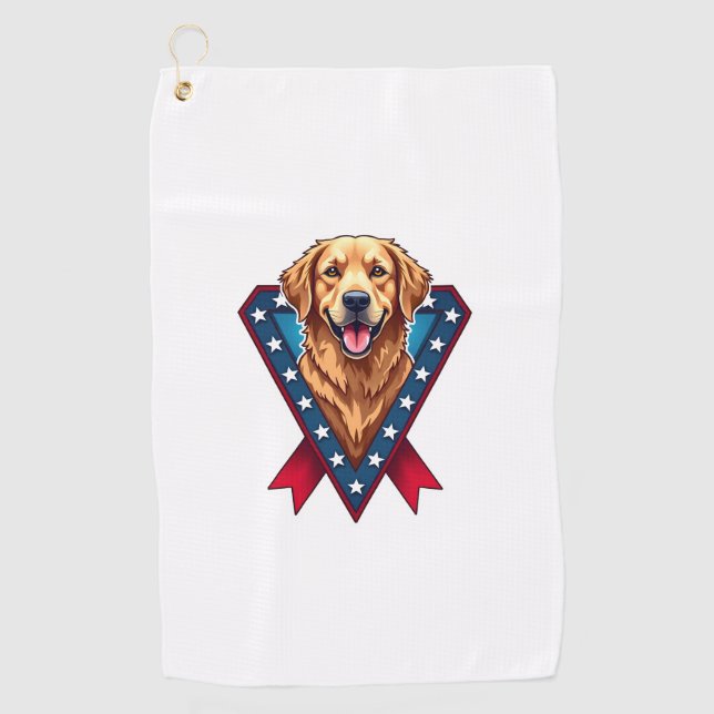 Serviette De Golf Tee à ruban de la victoire Retriever doré patrioti (Devant)