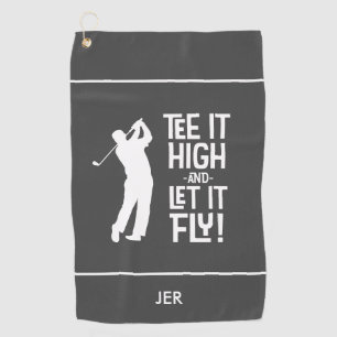 Serviette De Golf Tee Gris Charbon Élève-le Haut & Laisse-le Voler D