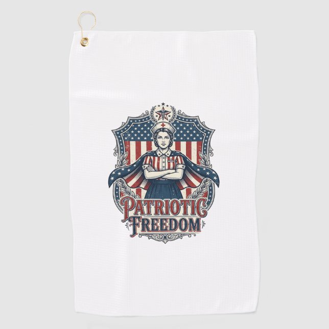 Serviette De Golf Tee-shirt graphique vectoriel infirmière patriotiq (Devant)