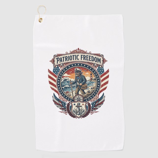 Serviette De Golf Tee-shirt graphique vectoriel Patriotic Beachcombe (Devant)