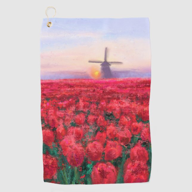 Serviette De Golf Terrain Tulips - Paysage - Printemps aux Pays-Bas (Devant)