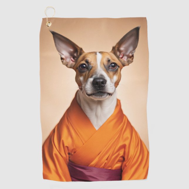 Serviette De Golf Terrier brésilien bouddhiste (Devant)