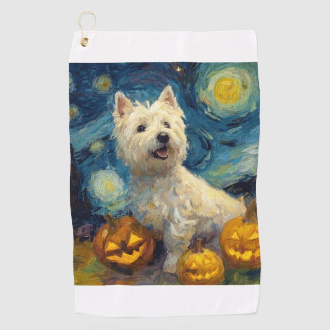 Serviette De Golf Terrier West Highland Chien Mignon Halloween Jack  (Devant)