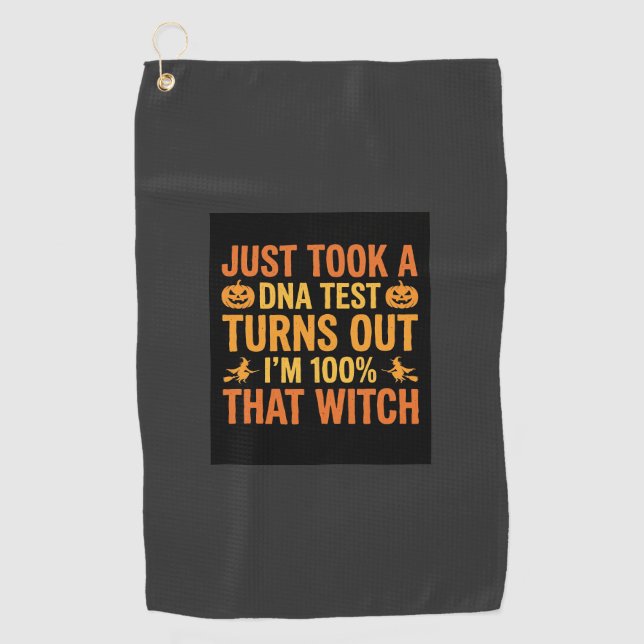 Serviette De Golf Test ADN de sorcière d'Halloween Création drôle (Devant)