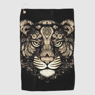 Serviette De Golf Tête de Tigre Doré