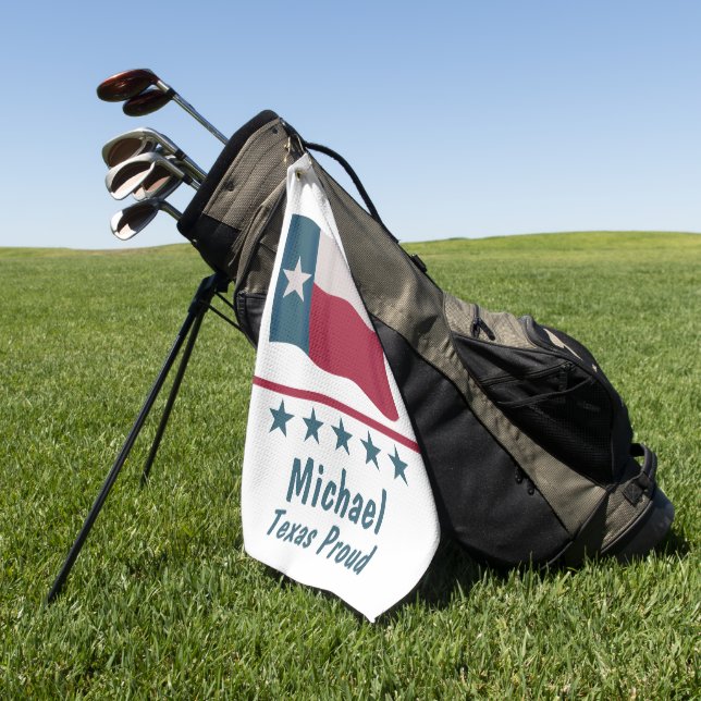 Serviette De Golf Texas Fiers Long Star Nom du drapeau Personnalisé (Vert)