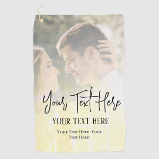 Serviette De Golf Texte de script noir avec photo Vintage