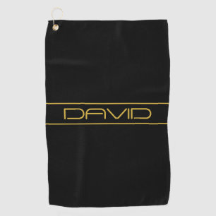 Serviette De Golf Texte doré et bandes de lignes élégantes et modern