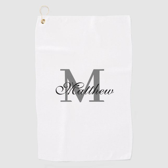 Serviette De Golf Texte initial et nom personnalisé (Devant)