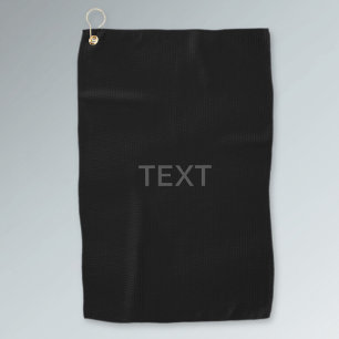 Serviette De Golf Texte modifiable moderne Gris foncé et noir