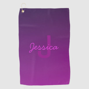 Serviette De Golf Texte monogramme modifiable moderne & Ombre violet