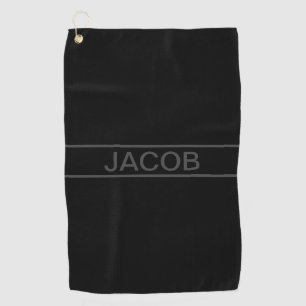 Serviette De Golf Texte personnalisable   Gras moderne noir et gris 