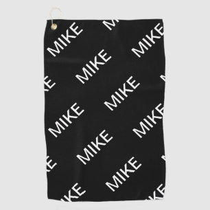 Serviette De Golf Texte personnalisable   Moderne gras Noir & Blanc