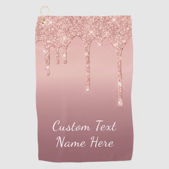 Serviette De Golf Texte personnalisé Rose Gold Parties scintillant G (Devant)