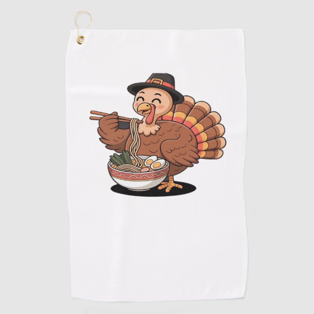 Serviette De Golf thaiksgiving turkey eats ramen Oversize T-shirt (Devant)