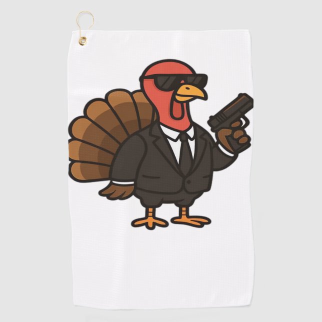 Serviette De Golf Thanksgiving Secret Agent Turkey Classic T-Shirt (Devant)