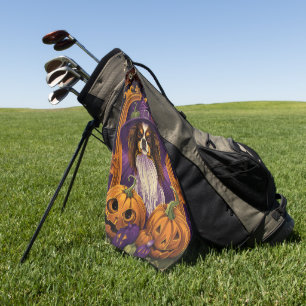 Serviette De Golf Tibétain Épagneul Chien Sorcière Halloween Citroui