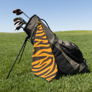 Serviette De Golf Tiger Gravure noire Orange motif en peau d'animal