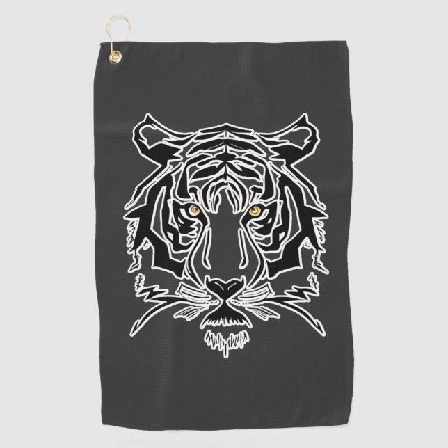 Serviette De Golf Tigre noir et blanc visage T-shirt Sweat - shirt à (Devant)