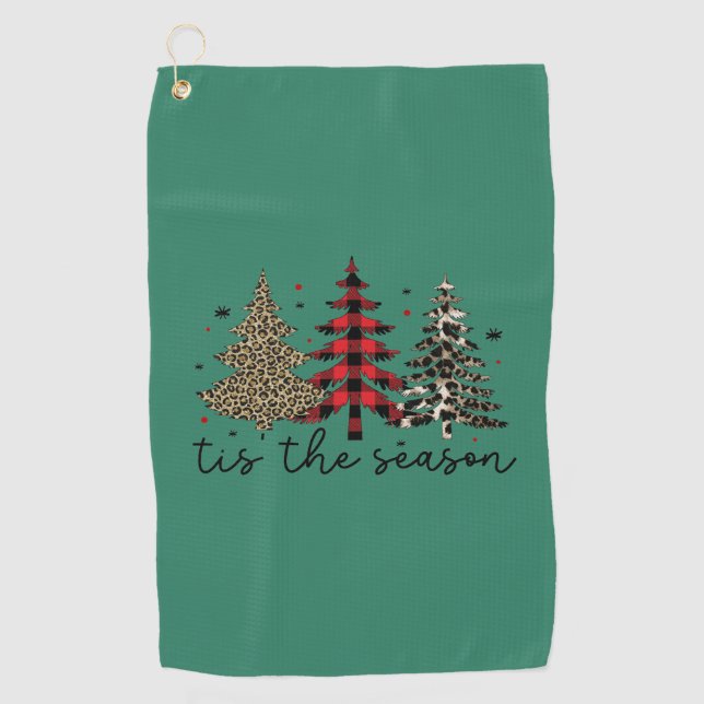 Serviette De Golf "Tis the Season" Plaid Leopard Christmas Trees (Devant)