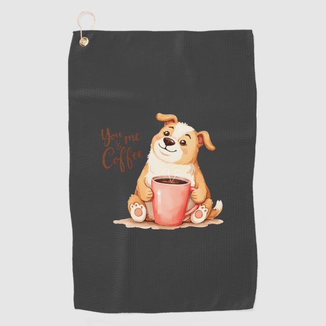 Serviette De Golf Toi & moi Café - Joli Corgi & Boisson Conviviale (Devant)