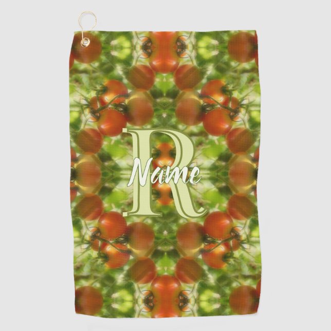 Serviette De Golf Tomates de jardin personnalisées avec initiale de  (Devant)
