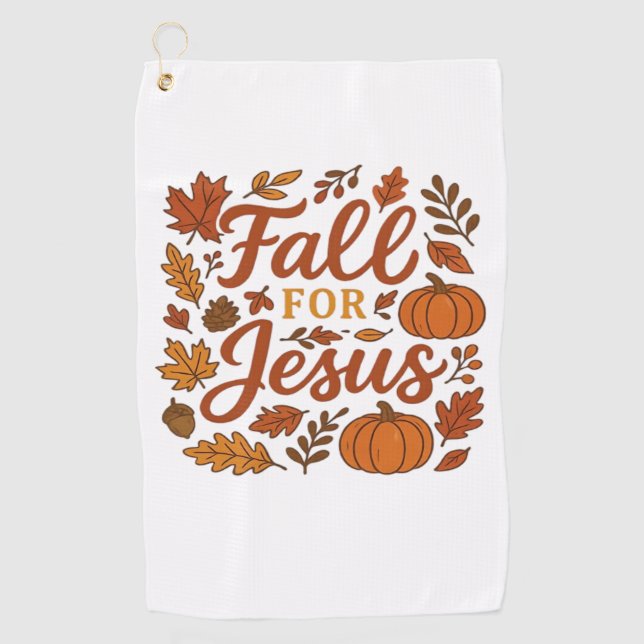 Serviette De Golf Tomber Pour Jésus Automne Citrouille Foi Chrétienn (Devant)
