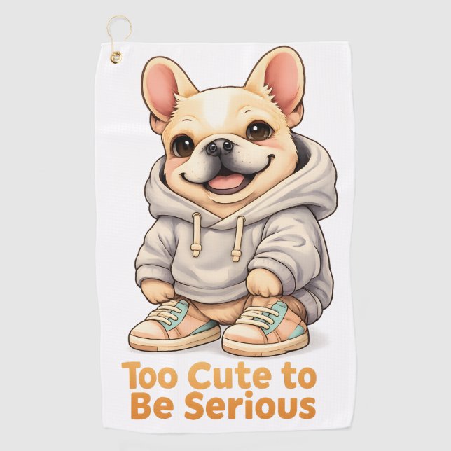 Serviette De Golf Too Cute to Be Serious – Funny French Bulldog  (Devant)