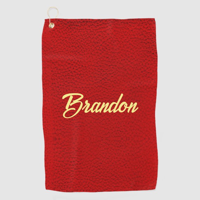 Serviette De Golf Torchon de golf en cuir rouge (Devant)