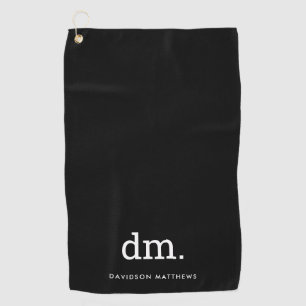 Serviette De Golf Torchon de golf noir Monogramme avec texte blanc