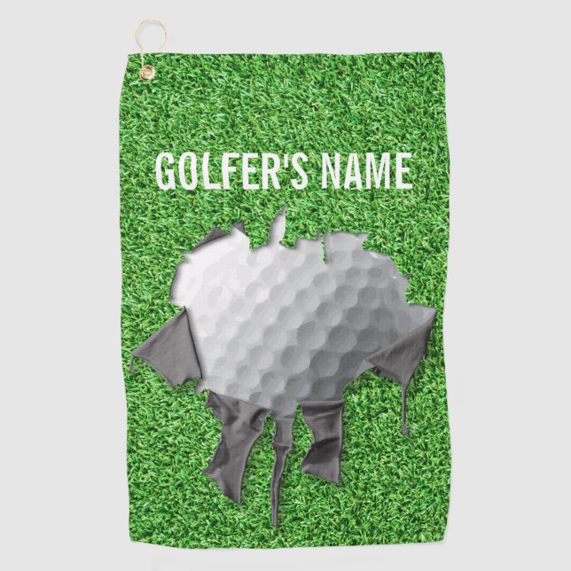 Serviette De Golf Torn Golf Ball (Customizable) (Devant)