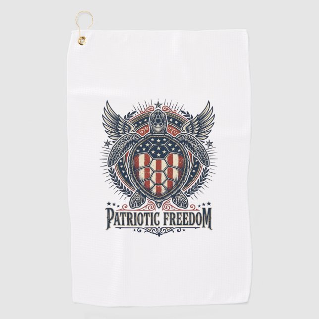 Serviette De Golf Tortue de mer patriotique (Devant)