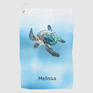Serviette De Golf Tortue de mer Turquoise   Côtier